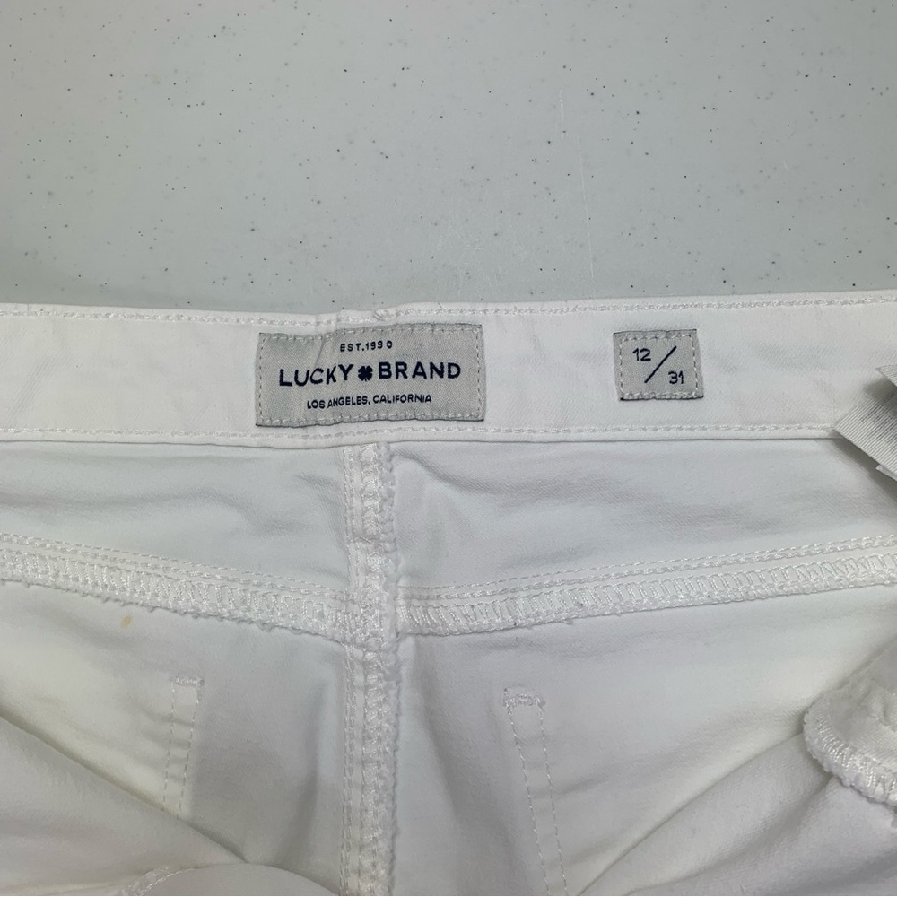 Lucky Brand White Ava Skinny Mid rise Denim Ankle Raw Hem  Jeans-Size 12/31 - Picture 9 of 15